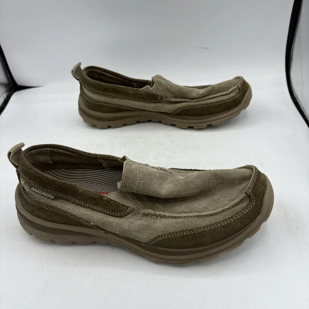 Skechers‎ Boat Shoes Mens Size 9 Melvin 63820 Taupe Brown Relaxed Fit Slip On